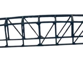 388 - Wooden Train Model Bridge 8"x69"x5" (Description): Wooden train model bridge featuring an open truss design. Measures 8 inches by 69 inches by 5 inches.