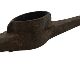 470 - Vintage Pickaxe Head 2.5"x14" (Description): Vintage pickaxe head, measuring 2 1/2 inches by 14 inches. This iron or steel tool head shows a weathered patina consistent with age and use.