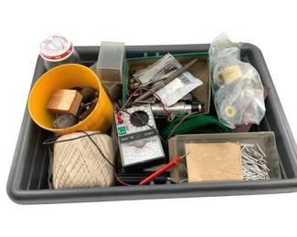 797 - Box Lot of Misc Tools & Hardware (Description): Box lot of miscellaneous tools and hardware. Includes an assortment of various items useful for general repair and workshop purposes.