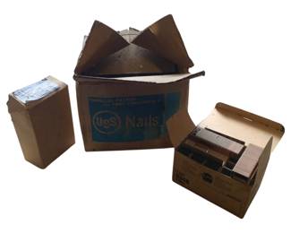 405 - Group Lot of Nails & Staples (Description): Group lot of nails and staples. Includes assorted boxes containing nails and staples suitable for various applications.