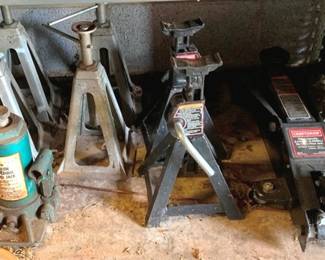 1258 - Lot of Assorted Jack Stands & Craftsman Ratchet (Description): Jack