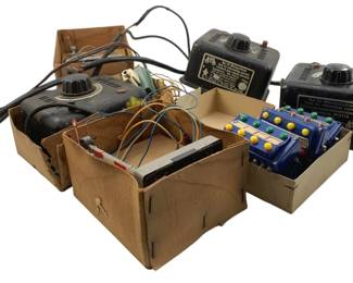 385 - Group Lot of Train Display Accessories (Description): A group lot of train display accessories. This collection includes various components used for model train setups and displays. Used as is electric/electronic/mechanical item. No guarantee all components, untested.