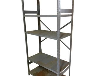 423 - Metal Shelf 78"x34"x18" (Description): Metal shelf unit featuring five tiers for storage. Measures 78 inches tall by 34 inches wide by 18 inches deep.