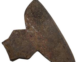 258 - Broad Axe Head 10"x8" (Description): A broad axe head measuring 10 inches by 8 inches. The iron head shows age-appropriate patina and surface wear consistent with antique hand tools.