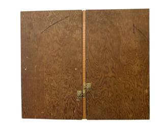 1313 - 2 Door Wood Cabinet w/ Contents - 26.5 x 31 x 4