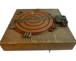 1063 - O Scale Switching Track w/ Wood Box (Description): O Scale switching track complete with wood box. The piece measures 8.5 inches by 3.125 inches.