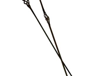 808 - 2 Iron Yard Stakes 38" (Description): Two iron yard stakes with decorative twisted details and hooked tops. Measures 38 inches in length.