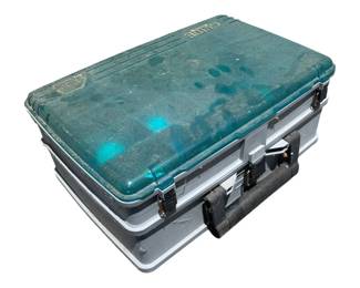431 - Tackle Box w/ Legos 6"x16"x13" (Description): A tackle box filled with Legos. Measures 6 inches by 16 inches by 13 inches.