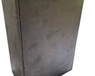 824 - Vintage Painted Wood Storage Box (Description): Vintage wood storage box with green painted finish. The piece shows desirable age-related wear consistent with antique use, including paint loss and surface patina. Measures 17 inches by 14 inches by 12 inches.