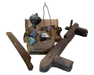 1145 - Lot of Antique Items w/ Wooden Tools