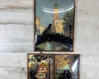 Lot #62 Vintage Convex Glass Silhouette Pictures Copper Frames Victorian 1930s Lot 3