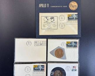 Lot #38 Apollo 11 1969 Commemorative Limited Edition FDC Cover Set Bronze Medal NASA