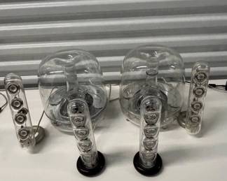 Lot #96 Harman Kardon Soundsticks Clear Acrylic 2.1 Speaker System Subwoofer Set