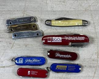 Lot #135 Lot 8 Vintage Advertising Pocket Knives Swiss Army Style Fitzgeralds Black Hawk CO