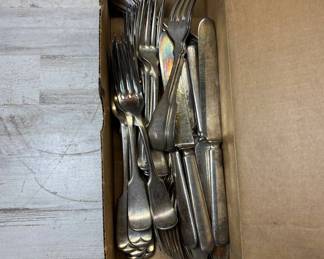 Lot #147 Reed & Barton Silver Plate Flatware Lot 30+ Forks Knives Mixed Patterns