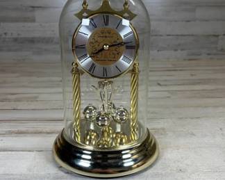 Lot #65 Howard Miller Ambassador Collection Anniversary Clock Glass Dome Brass Mantel