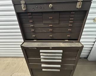 Lot #24 Kennedy Machinist Tool Chest Cabinet Stack 11-Drawer Steel Brown w/ Tools