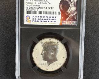Lot #33 2019 S Kennedy Half Dollar Apollo 11 NGC PF70 Enhanced Rev Proof Early Releases