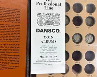 Lot #40 Dansco Barber Liberty Head Half Dollar Coin Album 1892-1915 with Coins