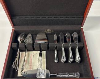 Lot #101 Reed & Barton Silver-Plate Hostess Serving Set Cheese Knives Cake Server Box