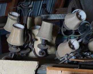 Vintage Large Metal Chandelier w/shades