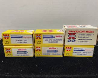 6 empty Winchester 22 boxes