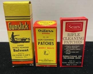 3 empty gunslickoutersears cleaning boxes
