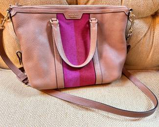 Kate Spade New York Pebbled Leather Satchel Crossbody Handbag with Stripe