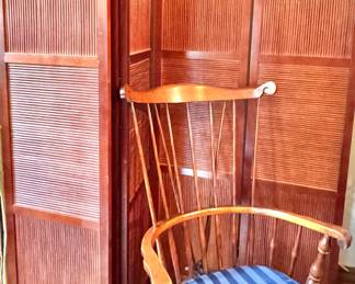 Asian-Inspired Slatted Wood Folding Room Divider Privacy Screen