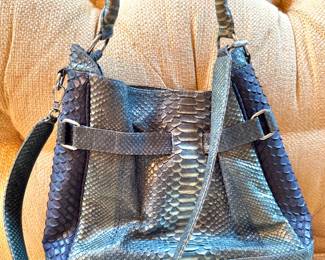 Ellen Thompson Genuine Python Leather Bucket Tote