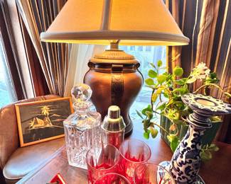 Copper Urn Table Lamp with Drum Shade