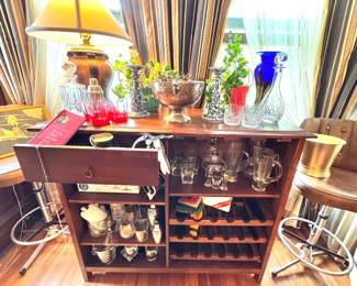 Traditional Wood Home Bar with Wine Rack & Storage