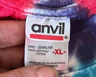 Vintage Anvil Tie Dye “Heal Blue Drink Booze Talk Loud” Graphic T-Shirt Adult 