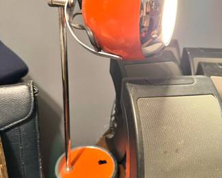 Mid-Century Modern Chrome Eyeball Desk Lamp, Orange