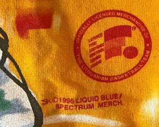 Vintage 1996 Team Lithuania Basketball Tie Dye Skeleton T-Shirt Grateful Dead Olympics