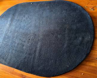 Solid Navy Blue Hand-Tufted Wool Oval Area Rug