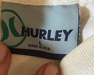 Vintage early Hurley Made in USA T-shirt featuring the original woven Hurley neck tag. A great piece of early surf/skate apparel from the brand’s pre-overseas production era. Pre-owned with normal wear