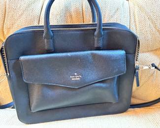 Kate Spade New York Black Saffiano Leather Laptop Briefcase Crossbody Bag