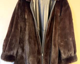 Reversible Mink Fur & Black Leather Zip Jacket