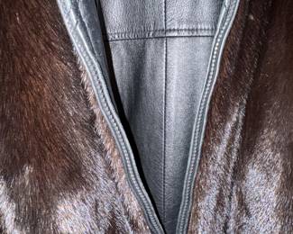 Reversible Mink Fur & Black Leather Zip Jacket
