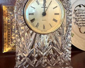 Vintage Schatz Germany Lead Crystal Quartz Mantel Desk Clock Roman Numerals