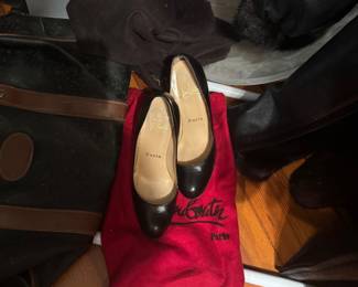 Christian Louboutin Paris Black Leather Pumps Heels with Original Red Dust Bag 
