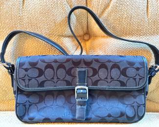 Coach Signature Jacquard Buckle Flap Shoulder Bag