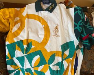 Vintage Atlanta 1996 Olympic Games Official Polo Shirt All Over Print White 