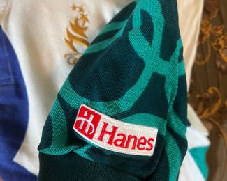Vintage 1996 Atlanta Olympic Games Official Hanes Polo Shirt All Over Print USA 