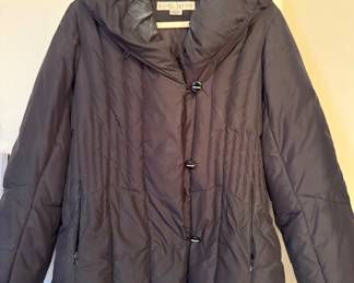 Larry Levine Black Quilted Puffer Coat with Oversized Collar