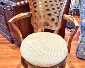 French Provincial Cane Back Armchair with Cabriole Legs