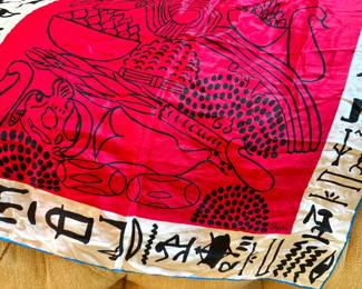 Vera Neumann Abstract Figural Silk Scarf