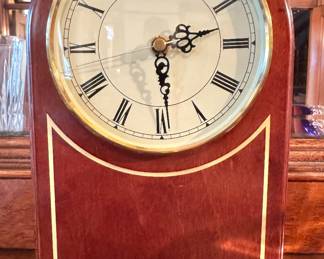 Traditional Mahogany Tambour Mantel Clock with Roman Numeral Dial