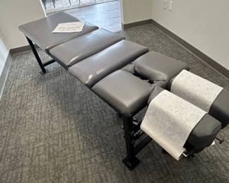 Lot #18 Chiropractic Adjusting Table Gray Vinyl Multi-Section Drop Table w/ Headrest